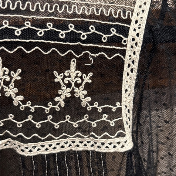 Zara Sheer Black and White Embroidered Dress - Picture 5 of 5